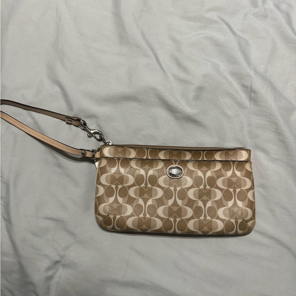 Coach Tan Wristlet Bag